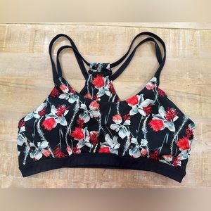 MinkPink floral black Racerback sports bra lightly padded